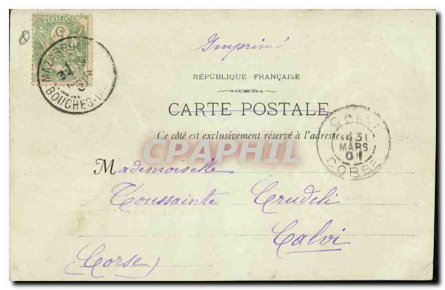 CPA Marseille La Mairie  — Verso