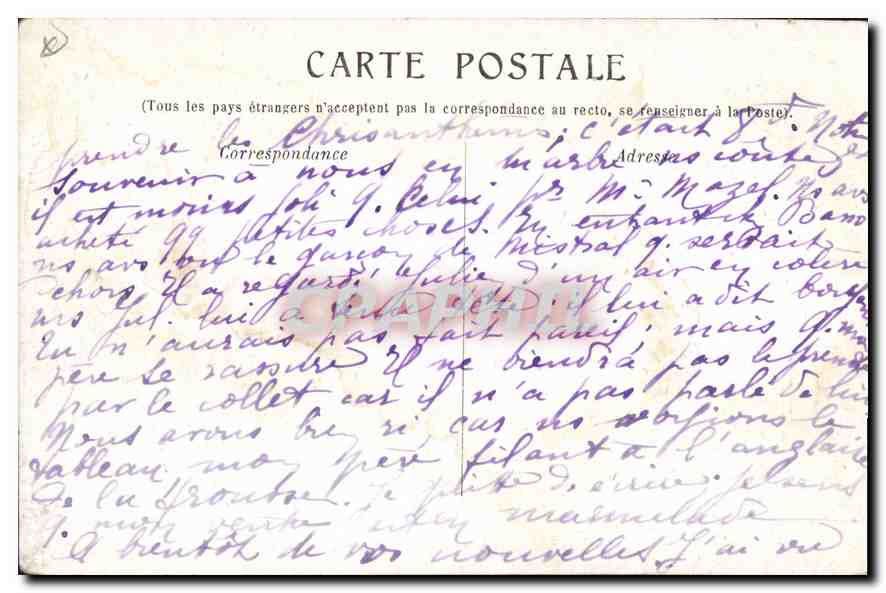 CPA Marseille la Mairie Puget  — Verso