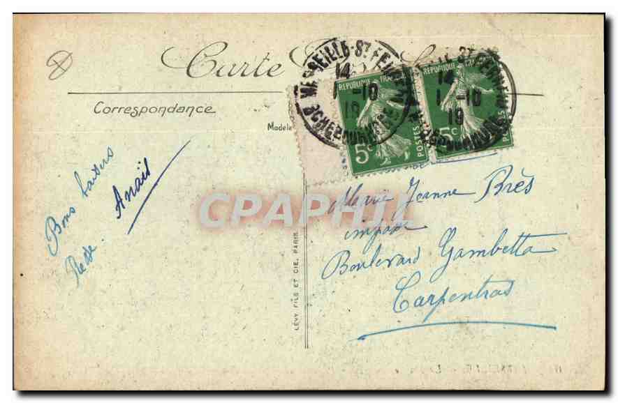 CPA Marseille la Mairie  — Verso