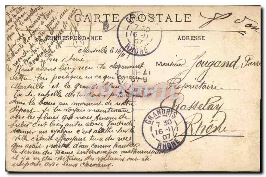 CPA Marseille Quai du Port et la Mairie  — Verso