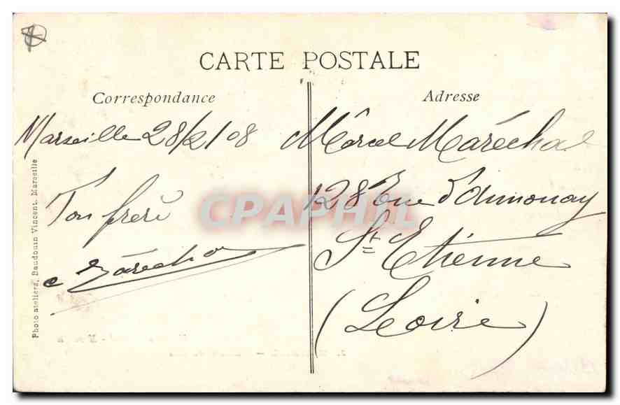 CPA Marseille l'hotel de Ville  — Verso