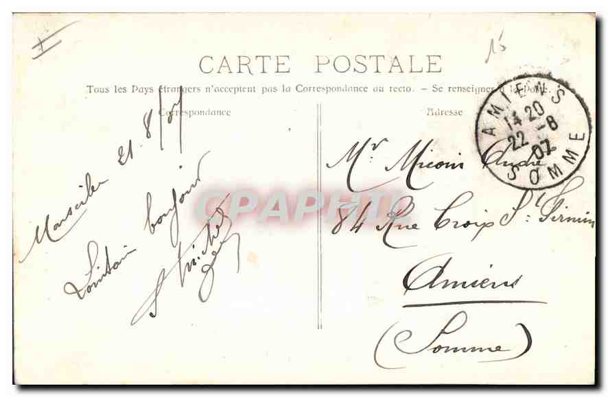 CPA Marseille la Mairie  — Verso