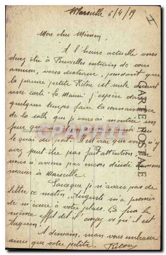 CPA Marseille la Mairie  — Verso