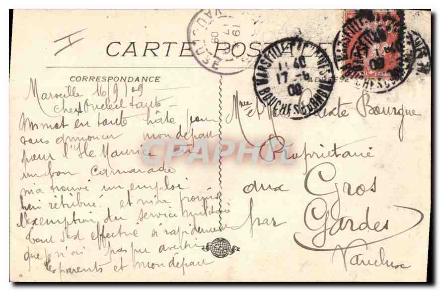 CPA Marseille la Mairie  — Verso
