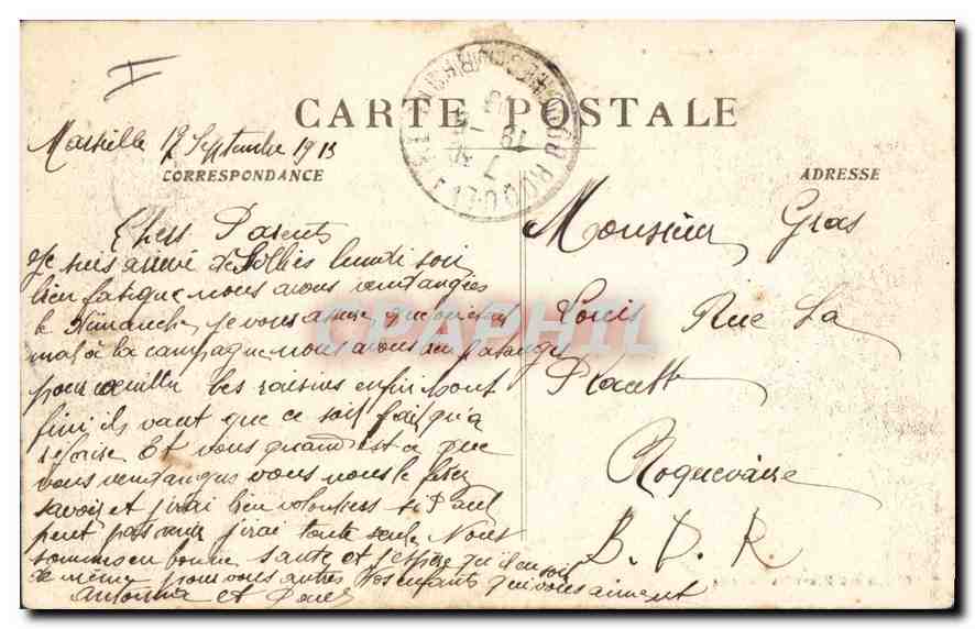 CPA Marseille l'hotel de Ville  — Verso
