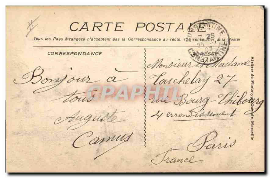 CPA Marseille le Phare Ste Marie  — Verso