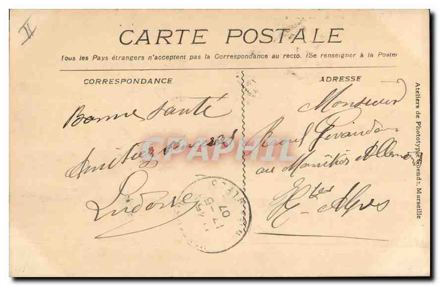 CPA Marseille le Phare Ste Marie  — Verso