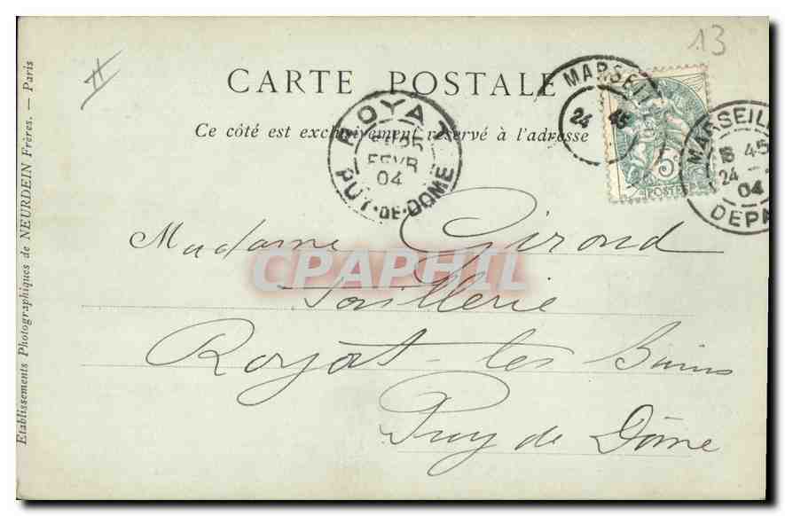 CPA Marseille le Phare Sainte Marie et Notre Dame de la Garde  — Verso