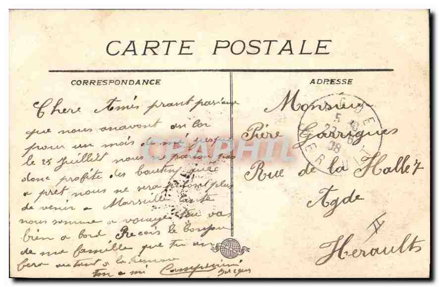 CPA Marseille le Phare Sainte Marie  — Verso