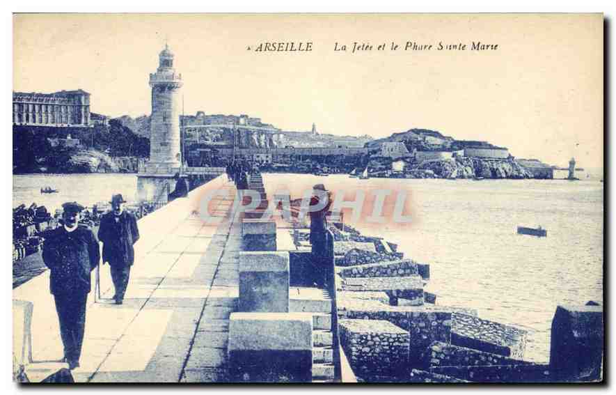 CPA Marseille la Jetee et le Phare Sainte Marie 