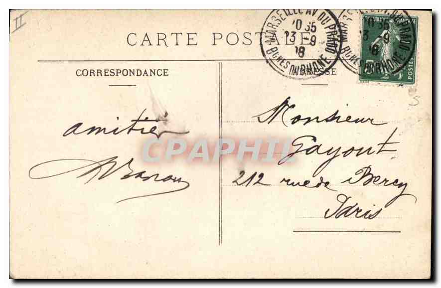 CPA Marseille le Phare Sainte Marie  — Verso