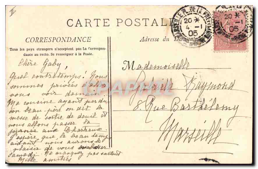 CPA Marseille la Jetee et le Phare Sainte Marie  — Verso