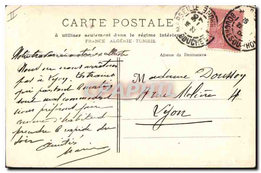 CPA Marseille le Phare Sainte Marie  — Verso
