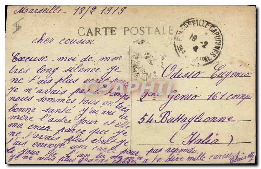 CPA Marseille Phare Ste Marie  — Verso