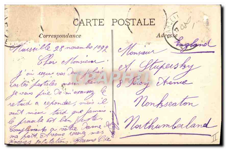 CPA Marseille le Phare Sainte Marie  — Rückseite