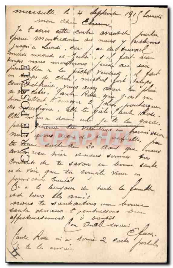 CPA Marseille le Phare la Desirade  — Verso