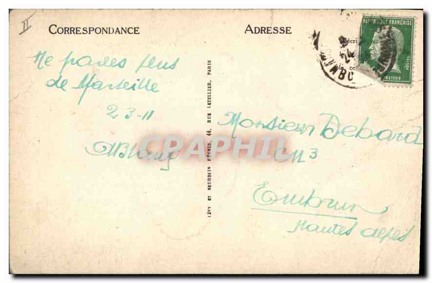 CPA Marseille Phare de la Desirade depart d'un Courrier Bateau — Rückseite