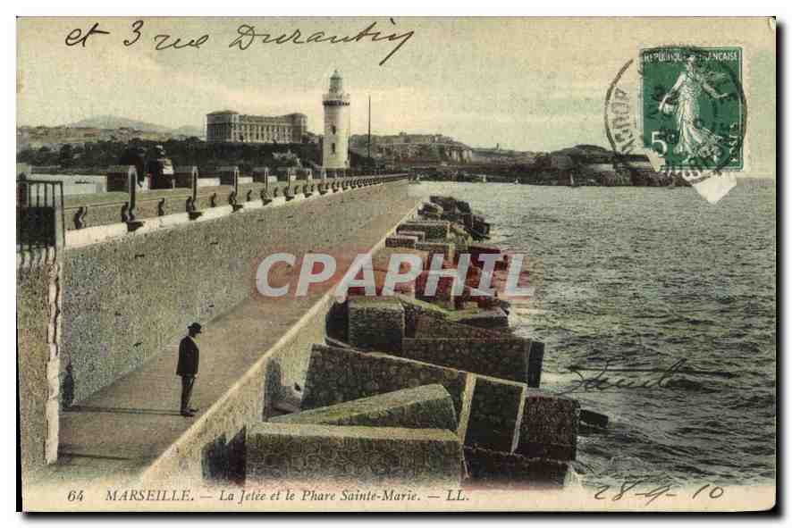 CPA Marseille la Jetee et le Phare Sainte Marie 