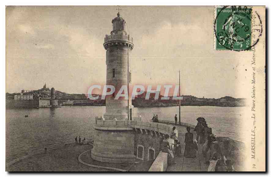 CPA Marseille le Phare Sainte Marie et Notre Dame de la Garde 