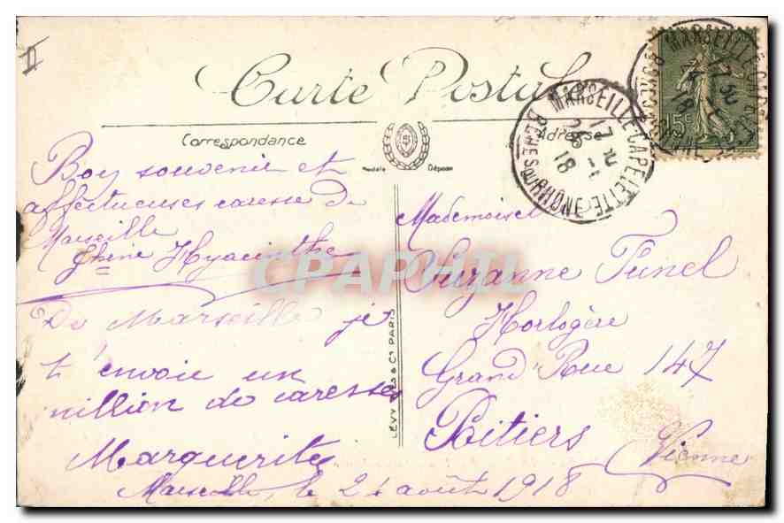CPA Marseille la Jetee et le Phare Sainte Marie  — Verso