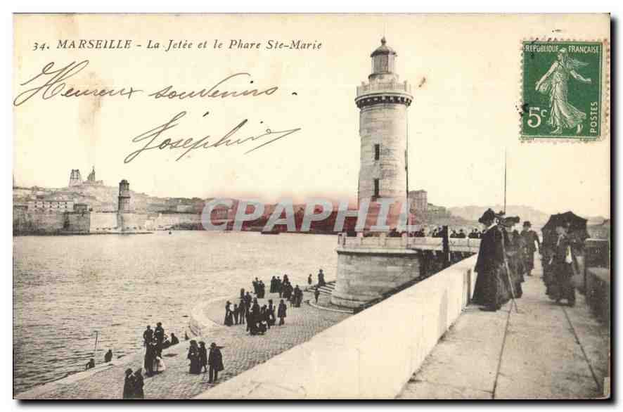 CPA Marseille la Jetee et le Phare Ste Marie 