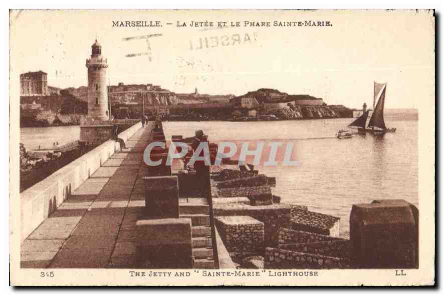 CPA Marseille la Jetee et le Phare Sainte Marie 