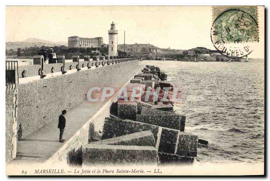 CPA Marseille la Jetee et le Phare Sainte Marie 