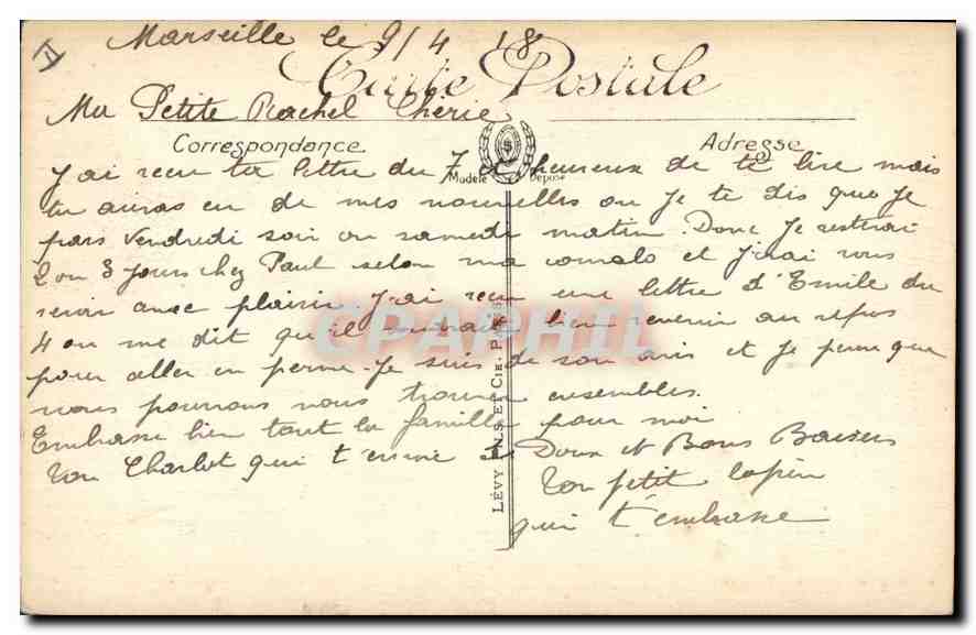 CPA Marseille la Jetee et le Phare Sainte Marie  — Verso