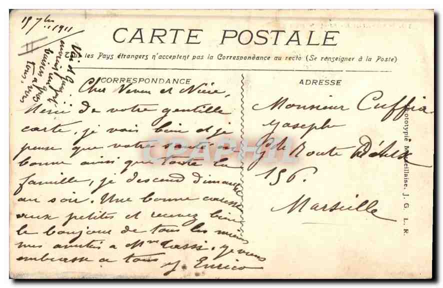 CPA Marseille Effet de Nuit  — Verso