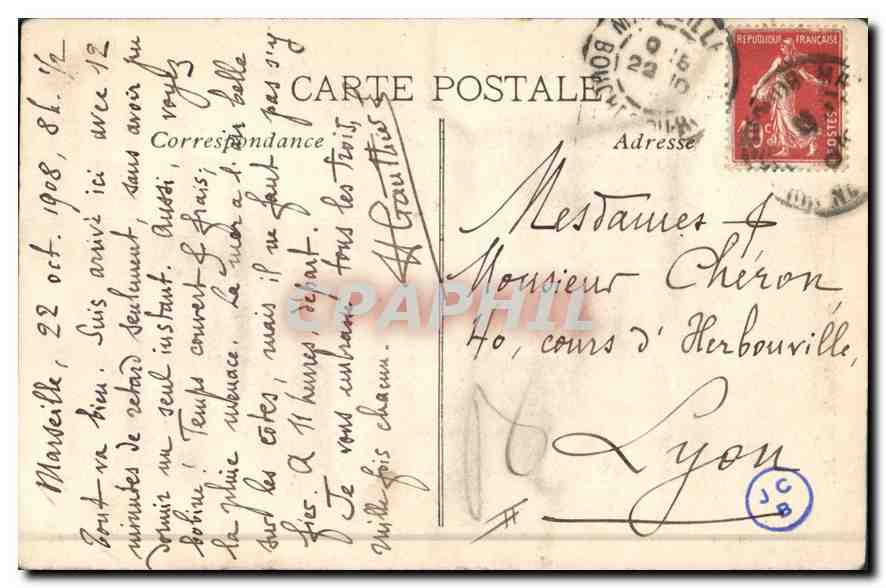 CPA Marseille Phare Ste Marie  — Verso