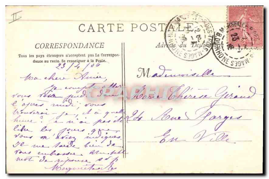 CPA Marseille Le Phare Ste Marie  — Rückseite
