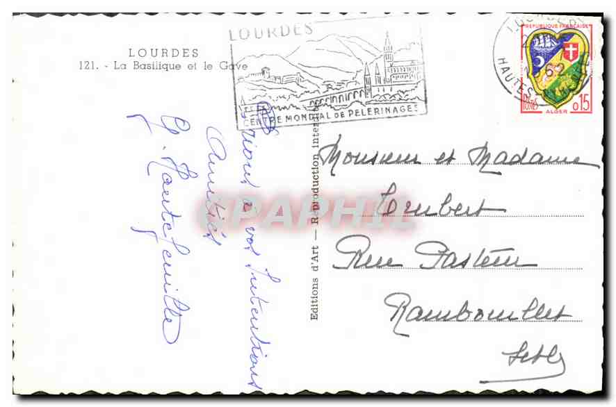 CPA Lourdes La Basilique et le Gave  — Verso