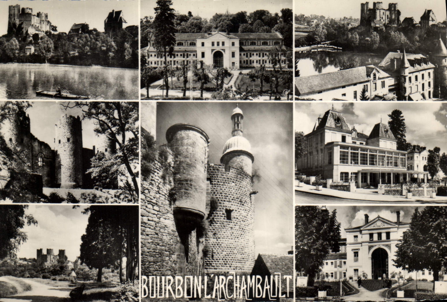 CPA Bourbon L'Archambault L'Etang L'Etablissement Thermal Le Chateau Tour Qui Qu'en Grogne le Casino