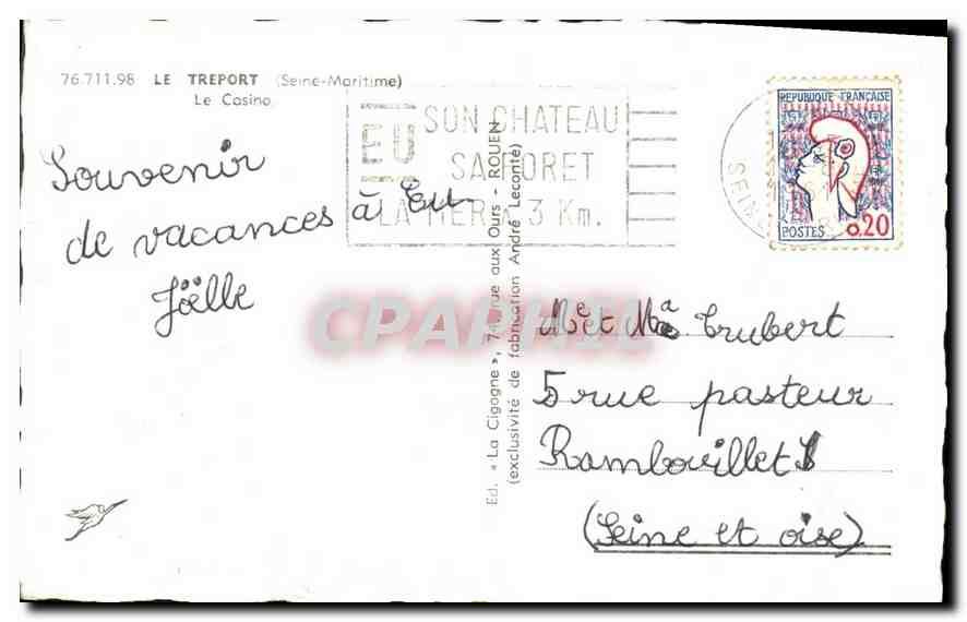 CPA Le Treport Seine Maritime Le Casino  — Rückseite