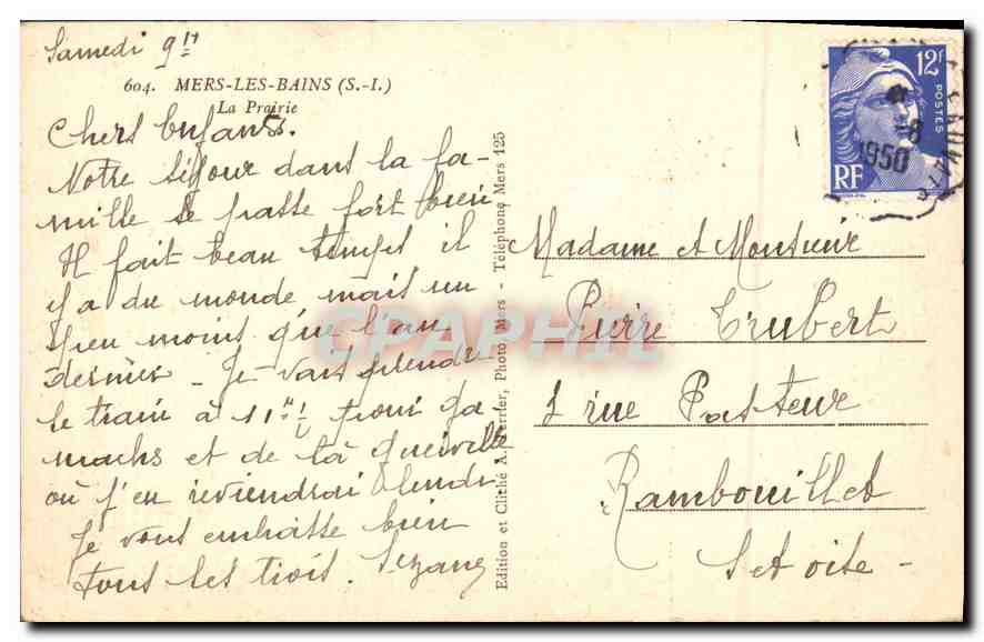 CPA Mers les Bains S I La Prairie  — Verso