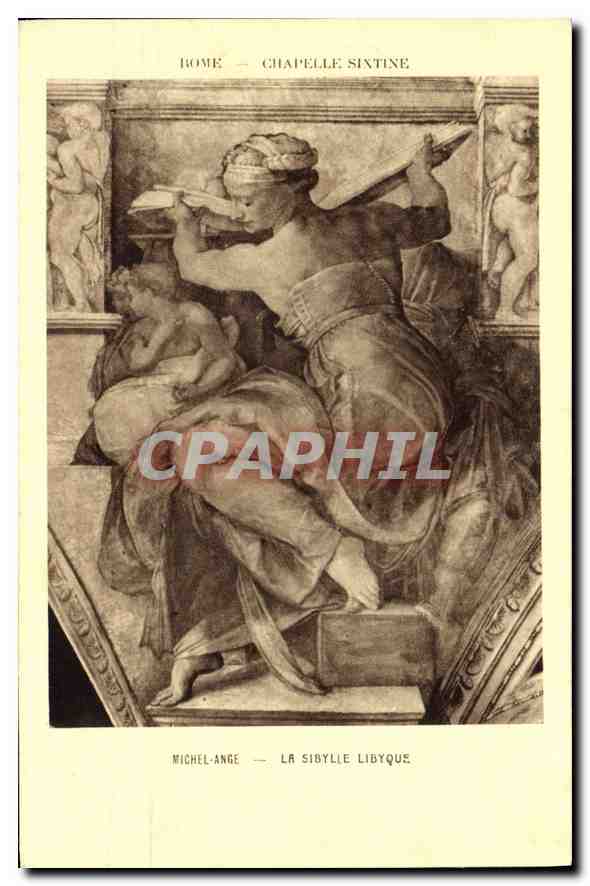 CPA Rome Chapelle Sixtine Michel Ange La Sibylie Libyque 