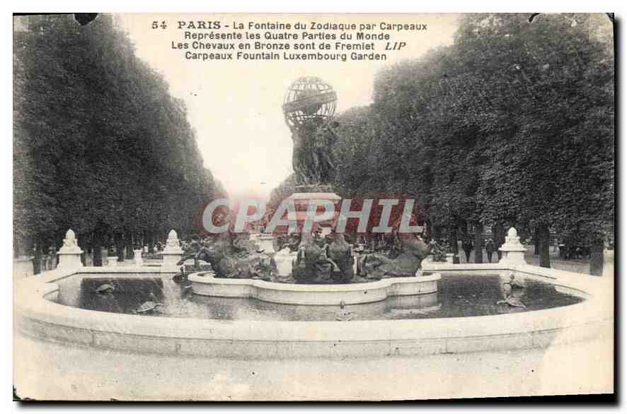 CPA Paris La Fontaine du Zodiaque par Carpeaux Represente les Quatre Parties du Monde Les Chevaux en