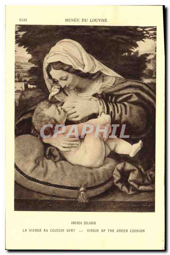 CPA Musee du Louvre Andrea Solario La Vierge au Coussin vert 