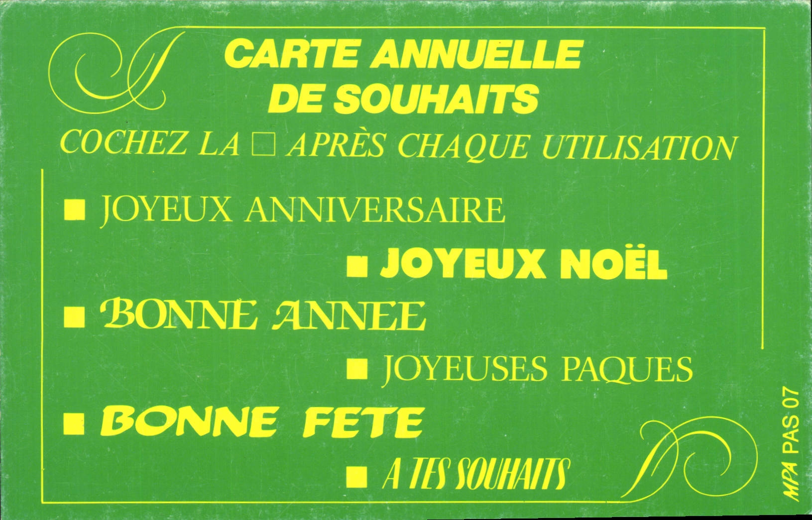 Carte annuelle de souhaits — MPA — n° PAS 07 - Recto