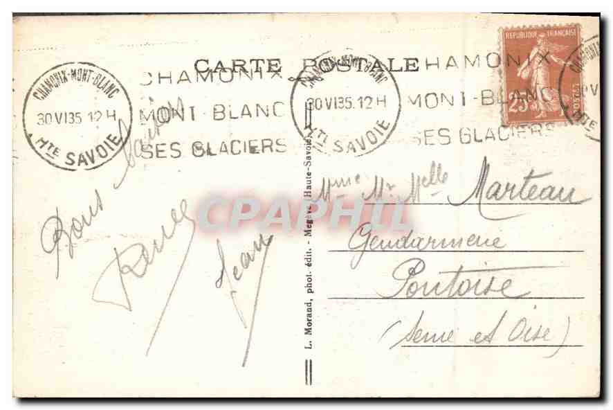 Chamonix — Massif du Mont-Blanc — L. Morand, phot. édit. Haute-Savoie — Rückseite