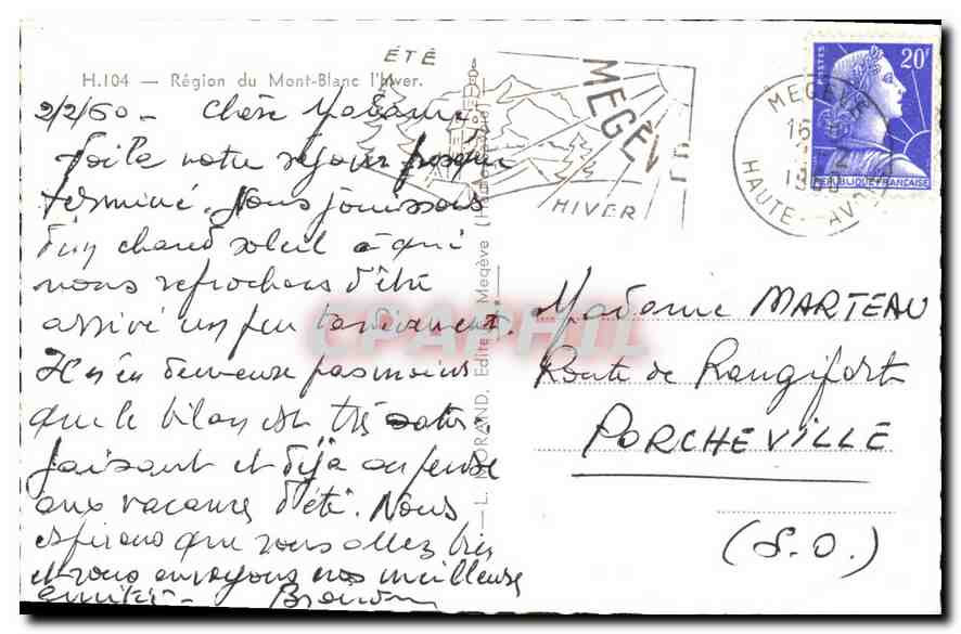 Mont-Blanc — Hiver — Éditeur L. Rand, n° H.104 — Verso