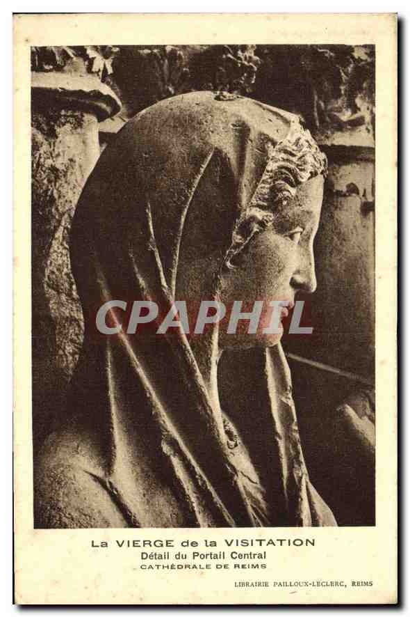 La Vierge de la Visitation — Détail du Portail Central — Librairie Pailloûx-Léglère, Reims