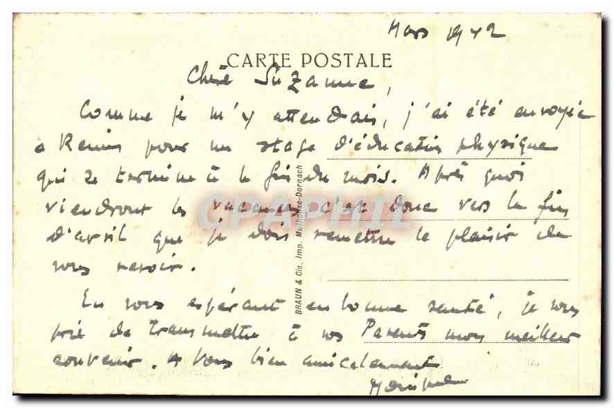 La Vierge de la Visitation — Détail du Portail Central — Librairie Pailloûx-Léglère, Reims — Rückseite
