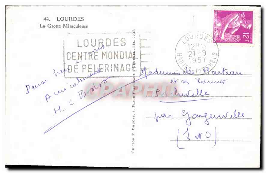 CPA Lourdes La Grotte Miraculeuse  — Verso