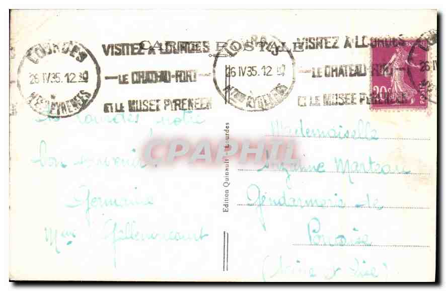 CPA Lourdes La Basilique  — Verso