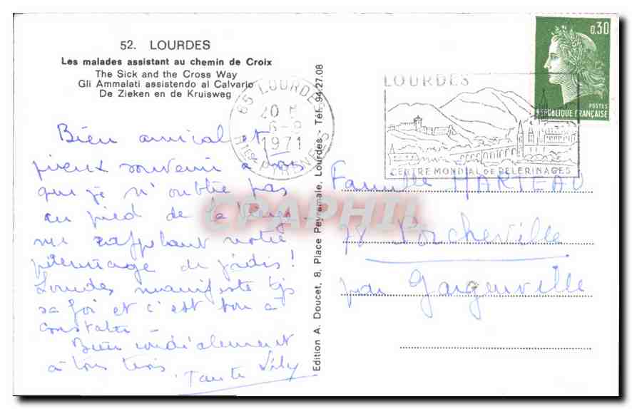 CPA Lourdes Les malades assistant au chemin de Croix  — Rückseite