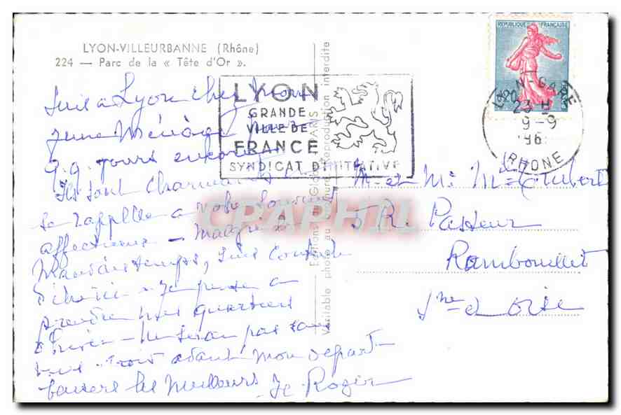 CPA Lyon Villeurbanne Rhone Parc de la Tete d'Or  — Verso