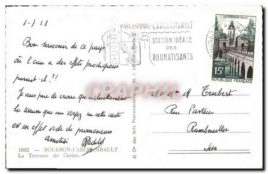 CPA Bourbon l'Archambault La Terrasse du Casino  — Rückseite