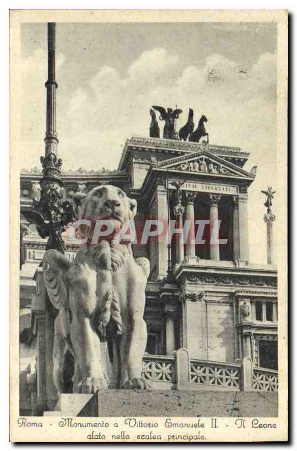CPA Roma Monumento a Vittoria Emanuele II Il Leone alato nella scalea principale 