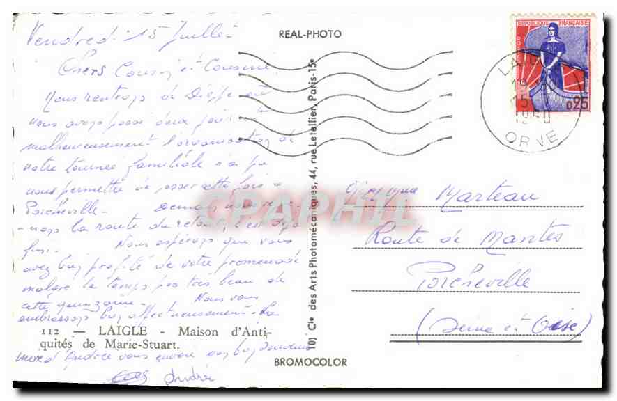 CPA Laigle Maison d'Anti quites de Marie Stuart  — Rückseite